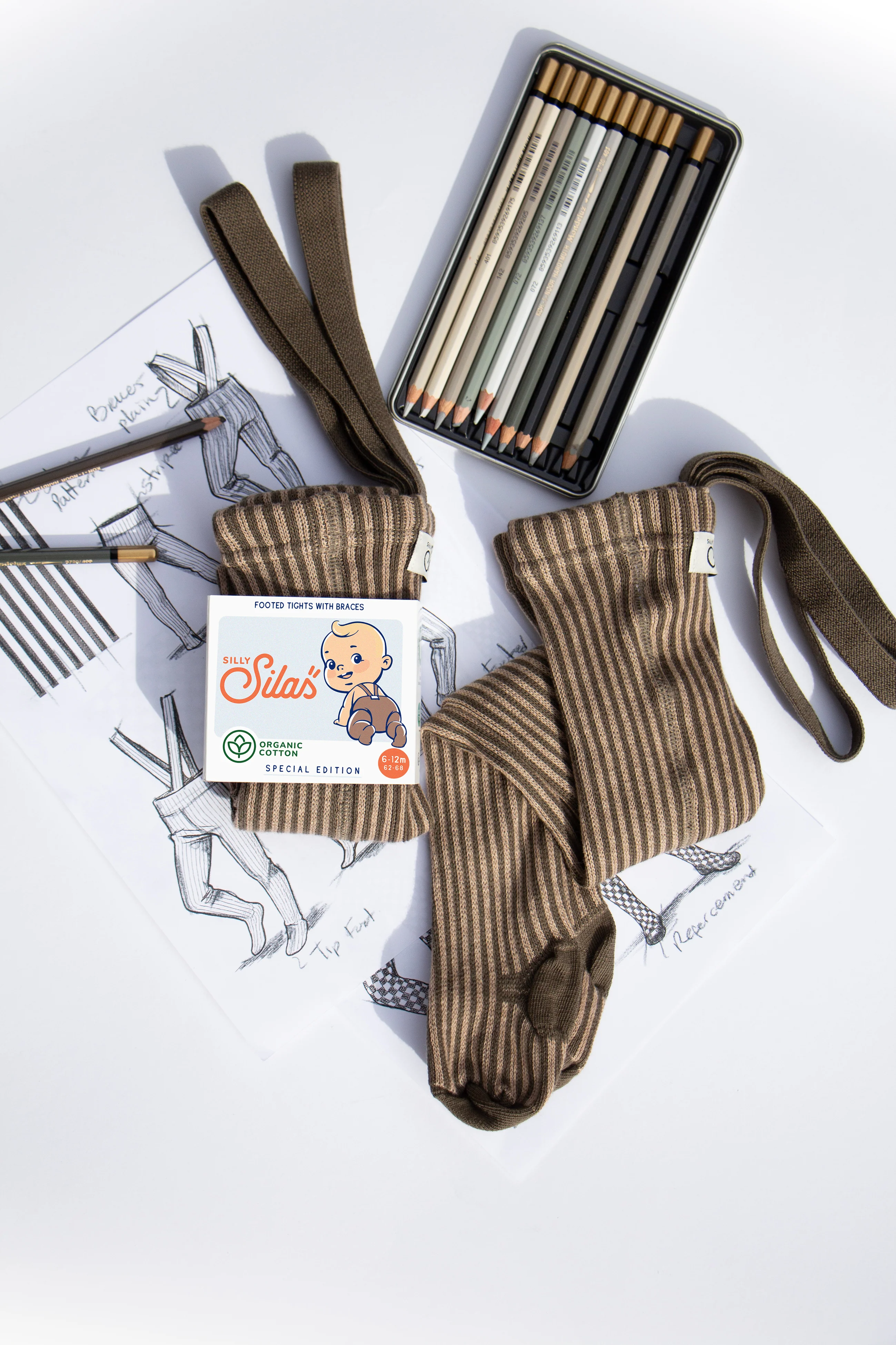 Footed Special Seaweed Brown x Peanut Striped - Image 9