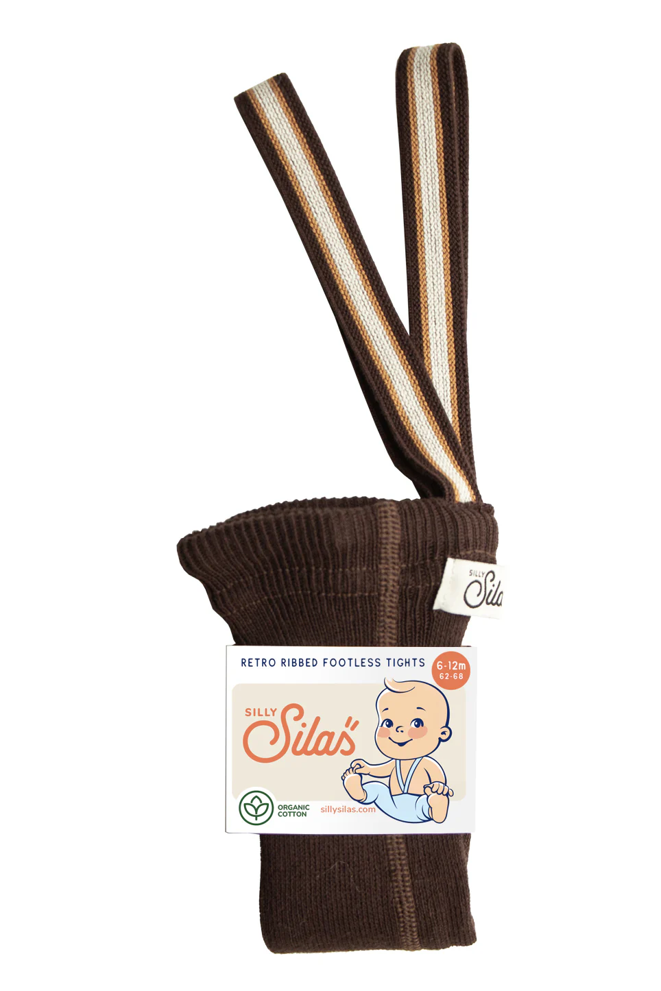 Footless Chocolate Brown Striped