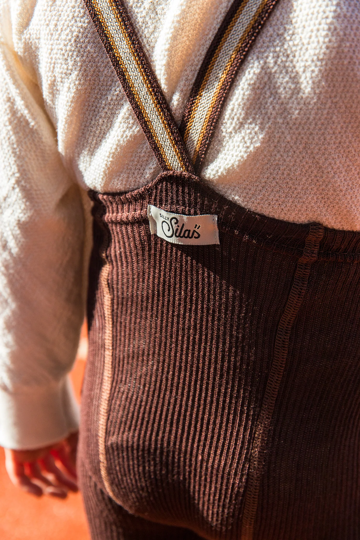 Footless Chocolate Brown Striped - Image 4